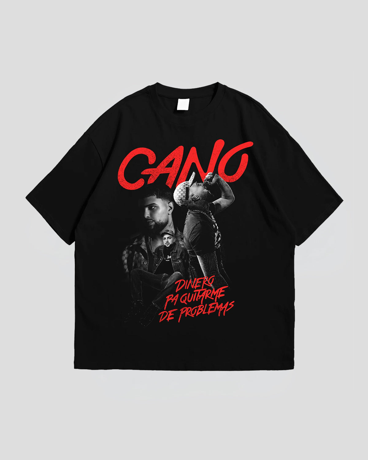 CAMISETA TRIPLE FOTO BLANCO Y NEGRO NEGRA