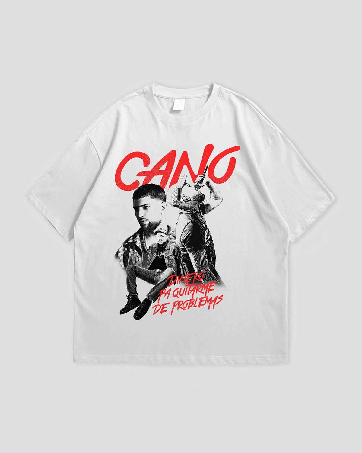 CAMISETA TRIPLE FOTO BLANCO Y NEGRO BLANCA